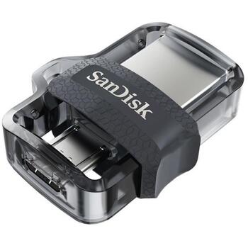 SanDisk USB флеш-накопитель 32 ГБ SDDD3-032G-G46, 150 МБ/с, USB Type-A, Micro-USB, черный, прозрачный (SDDD3-032G-G46)