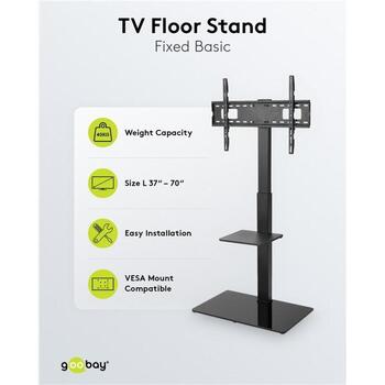 Goobay телевизионная стойка 58526, 37-70 дюймов, 40 кг, VESA 600x400 мм, поворотная, черный, сталь (58526)