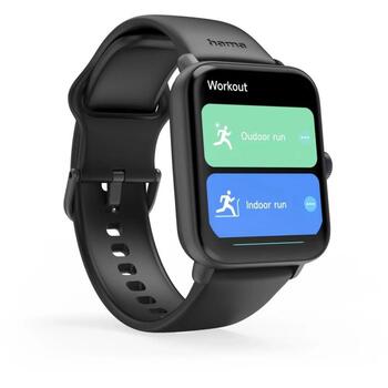 Hama смарт-часы 00178619, 1.65'', IP68, 7 дней, Bluetooth, Android, Apple, черный (00178619)