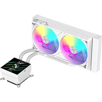 Gamemax procesora dzesētājs GLACIER 240 LCD WH, 240 mm, 85.82 cfm, TDP līdz 280W, ARGB ventilators (GLACIER 240 LCD WH)