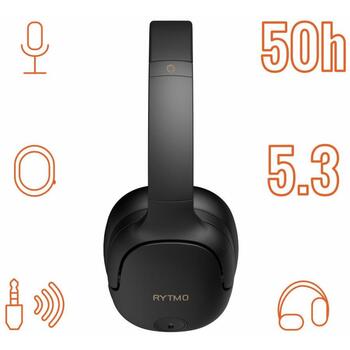 Manta Наушники HDP1001BK, 600mAh, 50ч, Bluetooth 5.3, 4 микрофона, USB-C, 3,5mm AUX, жесткий чехол (HDP1001BK)