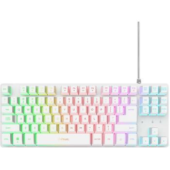 Trust klaviatūra GXT 833W Thado, USB, RGB LED, 87 taustiņi, 1.5 m kabelis, balta, mehāniskā (25894)