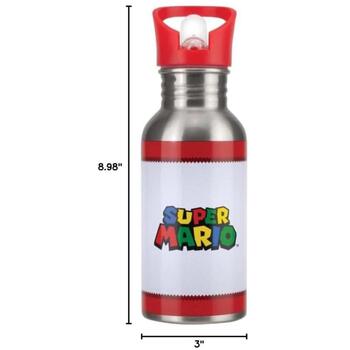 Paladone Super Mario metāla ūdens pudele PP8022NN, 500ml, nerūsējošais tērauds, salmiņš, daudzkrāsaina (PP8022NN)