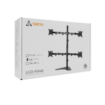 Sbox LCD-F048-2 крепление для монитора, 4x9кг, VESA 75x75-100x100, 17-32