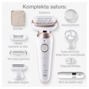 Braun Эпилятор SES9-360, 50мин, 1 уровень мощности, Влажный и сухой, Белый/Розовый (9-360)