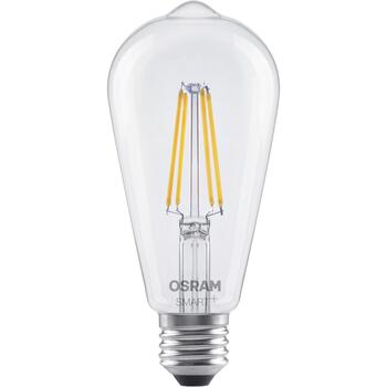 Osram светодиодная лампа SMART+ MATTER Classic Edison 60 827 E27, 6 Вт, E27, 806 лм, 2700 К, 220-240 В, Wi-Fi, Matter, диммируемая (4099854530043)