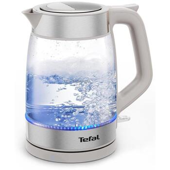 TEFAL чайник KI605B30, 2200W, 1.7L, стекло, 360° вращающаяся база, серый (KI605B30)
