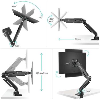 Onkron monitors dispeja piederums G90-B, maksimālā slodze 10 kg, minimālais ekrāna izmērs 33 cm, maksimālais ekrāna izmērs 86.4 cm (G90-B)