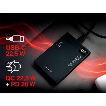 Tracer Strāvas banka TRABAT47644, 5000 mAh, USB-C 5V/3A, 9V/2A, 15W bezvadu uzlāde, Power Delivery 20W, Quick Charge 3.0 (TRABAT47644)