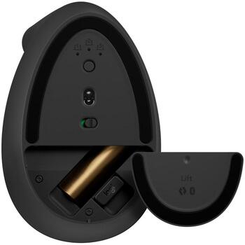 Logitech USB оптическая беспроводная вертикальная мышь/черная Lift 910-006474, 4000 DPI, 4 кнопки, RF беспроводная + Bluetooth (910-006474)
