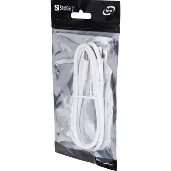 Sandberg 336-15 USB kabelis, USB 3.2 Gen 1, 1m, USB-C un USB-A taisni kontakti, balts (336-15)