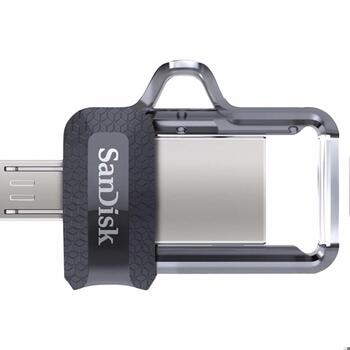 SanDisk USB флеш-накопитель 32 ГБ SDDD3-032G-G46, 150 МБ/с, USB Type-A, Micro-USB, черный, прозрачный (SDDD3-032G-G46)