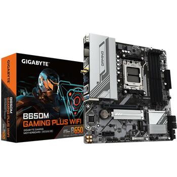 Gigabyte Материнская плата B650M GAMING PLUS WF 1.3, AMD Socket AM5, 5+2+2 фазы VRM, 4*DIMM DDR5, 2xPCIe 4.0 M.2, 2.5GbE LAN (B650M GAMING PLUS WF 1.3)