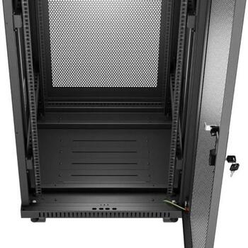 Szafa instalacyjna rack stojąca 19 cali 37U 600x600 drzwi perforowane LCD czarna (Flat pack) (FF01-6637-23BL)