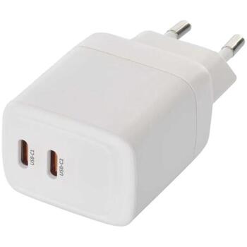 Emos Универсальное USB настенное зарядное устройство GaN V03G35, 35 W, 100–240 V, 2x USB, быстрая зарядка, защита от перегрузки (V03G35)