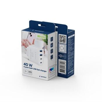Ładowarka uniwersalna GaN 40W LCD 3xUSB-C 1xUSB-A biała (TA-UC-2A2C-PD40-01-W)
