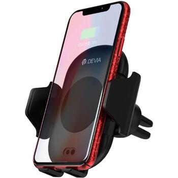 Devia Держатель для телефона в автомобиле 120EA1940001, 5V/1A, 9V/1,2A, Qi, 55-86mm, 360°, USB-C, беспроводная зарядка (120EA1940001)