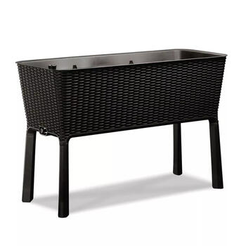 Keter Easy Grow Rattan Waves puķu pods, 29194592939, 120L, 114x49,3x75,7cm, laistīšanas sistēma, drenāžas krāns (29194592939)