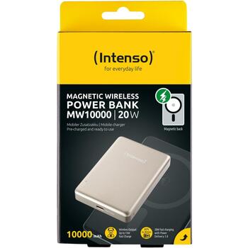 Intenso Power Bank 7344031 10000 мАч, 15 Вт беспроводная зарядка, 20 Вт USB-C PD, совместим с MagSafe, шампанское (7344031)