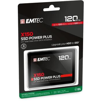 Emtec SSD 2.5 Sata X150 ECSSD120GX150, 120 GB, 520 MB/s, 500 MB/s, SATA III, ECC, TRIM, SMART (ECSSD120GX150)