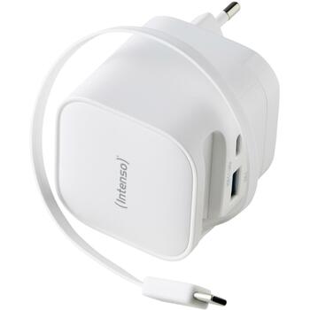 Intenso адаптер питания 7806522 65 Вт, 110-240 В, 2 USB порта, 0.7 м кабель, черный, пластик (7806522)