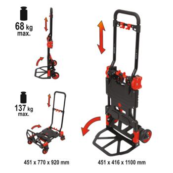 Yato ratiņi YT-37412, 137kg, 68kg, 89x2mm, 125x2mm, alumīnijs, tērauds, TPR, salokāmi (YT-37412)