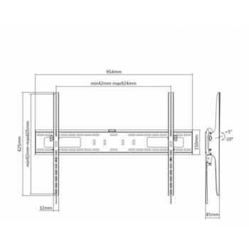 Sbox Крепление для ТВ PLB-4269T, 60-100/75кг, 200x200-900x600, наклон 5°/-10°, черный, сталь/пластик (PLB-4269T)