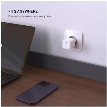 Fixed Mini GaN power adapter with USB-C output and PD support, 65W (FIXCG65M-C-WH)