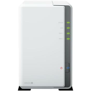 Synology NAS хранилище башня DS223J, 2 отсека, 1 ГБ памяти, 2 USB 3.2, 1 RJ45, 16.31 Вт (DS223J)
