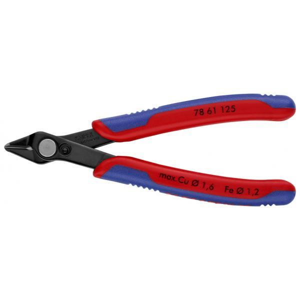 Elektroniskie Super Knips® ar daudzkomponentu rokturiem, KNIPEX, 78 61 125, precīzi griešanai, 130 mm, bezfasētām griešanas malām. (78 61 125 SB)