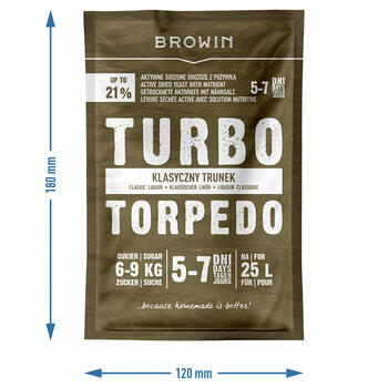 Browin дистилляционные дрожжи Turbo Torpedo, 403131, 21%, 100г, 5-7 дней, 25л партия (403131)