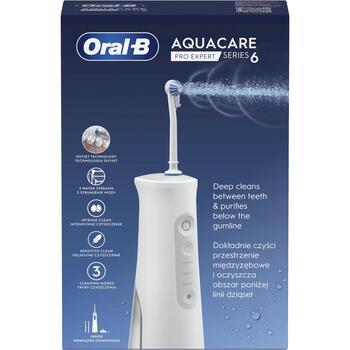 Oral-B ирригатор для полости рта AquaCare 6 Pro-Expert MDH20.026.2, 145мл, 3 скорости, 3 насадки, технология Oxyjet, беспроводной (MDH20.026.2)