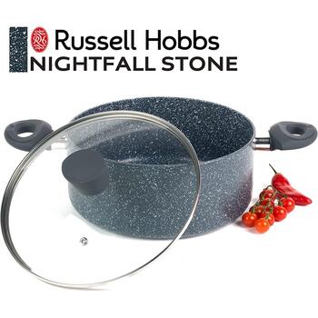 Russell Hobbs Katls RH008491EU7, 24cm, alumīnijs, 11cm, zils marmors, ar vāku, indukcijai piemērots (RH008491EU7)