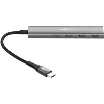 Goobay USB хаб, 76564, 4 x USB-C 3.2, 5 Gbit/s, алюминиевый/пластиковый корпус, тонкий дизайн (76564)