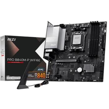 Msi PRO B840M-P WIFI6E mātesplate, 243.8mm, 4xSATA, 2xM.2, 4xUSB 2.0, 1xHDMI, 7.1 kanāli, Wi-Fi 6E, Bluetooth 5.3 (PRO B840M-P WIFI6E)