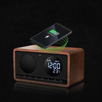 Manta Радио будильник RDI912B, 10W, Bluetooth 5.1, 2200mAh, FM радио, термометр, черный (RDI912B)