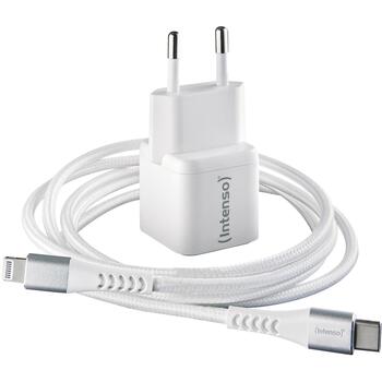 Intenso strāvas adapteris 7803052 30 W, 100-240 V, 1 USB Type-C, ātrā uzlāde, 1.5 m USB-C uz Lightning kabelis, balts (7803052)