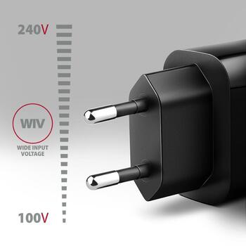 Axagon зарядное устройство ACU-QC18 18W 1× USB-A QC 3.0, Входное напряжение 100-240V, Защита питания, Черный (ACU-QC18)