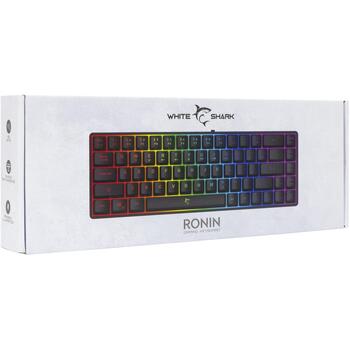 White Shark Klaviatūra RONIN-B-US, 68 taustiņi, Membrāna, USB 2.0, 1.5 m, Melna, LED apgaismojums, Programmējami taustiņi (RONIN-B-US)