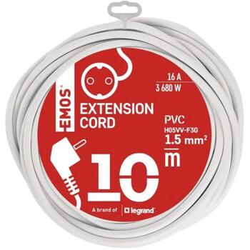 Emos Удлинитель P0120R, 10 м, 1x2P+PE SCHUKO, 3680 Вт, защита от детей, пластик (P0120R)