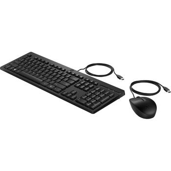 HP 225 klaviatūras un peles komplekts AX2Y7AA#ABB, USB, 1200 DPI, optiskā pele, pilna izmēra, 3 mm, 1.8 m, melna, birojam (AX2Y7AA#ABB)