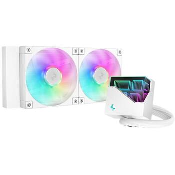 Deepcool šķidruma CPU dzesētājs LT240 WH ARGB R-LT240-WHAMNC-G-1, 240 mm, 72,04 cfm, 2 ventilatori, 38,71 dBA, Anti-leak Tech (R-LT240-WHAMNC-G-1)