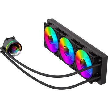 Gamemax procesora šķidruma dzesētājs ICEBURG 360 INFINITY BK, 1.125kg, 2.575kg, 300W TDP, 32 dBA, 800-2000 rpm, 120mm ventilators (ICEBURG 360 INFINITY BK)