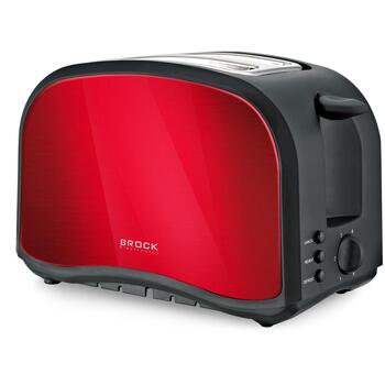 Brock BT 1002 RD tosteris, 800W, 2 maizītes, sarkans, nerūsējošais tērauds, 6 līmeņi, atkausēšana, uzsildīšana (BT 1002 RD)