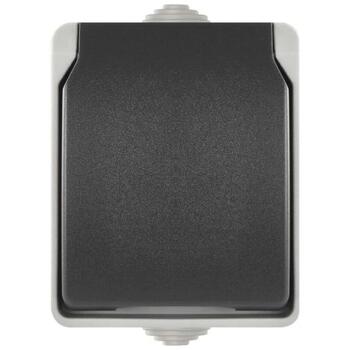 Emos Настенная розетка A1396, 16A, IP44, 65mm, 92mm, 55mm, серый и черный, НЕМЕЦКИЙ дизайн, винтовое соединение (A1396)
