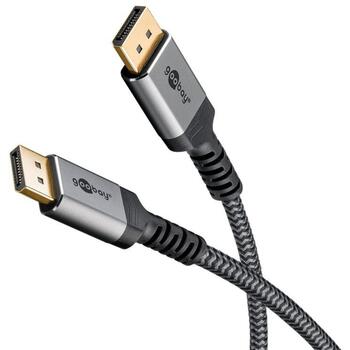 Goobay DisplayPort kabelis 75679, 1 m, 54 Gbit/s, DisplayPort 2.0/2.1, 8K144Hz, 4K240Hz, pelēks (75679)