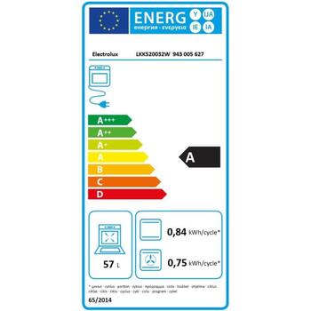 Electrolux газовая плита с электрической духовкой LKK520032W, 57л, 50°C-250°C, 4 конфорки, черная эмаль, отдельностоящая (LKK520032W)