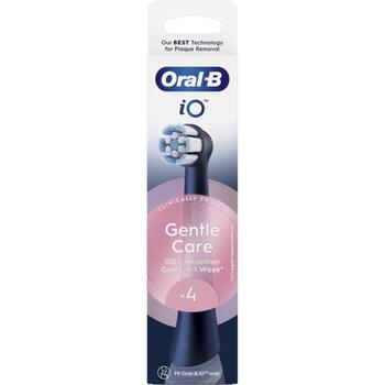 Oral-B nomaināmie zobu birstes uzgaļi iO GentleCare Black 4, 4 gab., pieaugušajiem, ļoti mīksti sari, krāsu maiņas indikators (iO refill GentleCare Black 4)