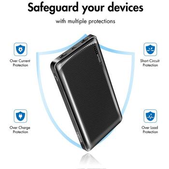 LogiLink PA0316 Power Bank, 10000 мАч, 2x USB-A, USB-C, 12 Вт, 2.4 А, LED-дисплей, черный (PA0316)