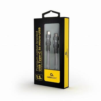 Gembird kabelis USB-C uz micro-USB 1.5m, melns, USB 2.0, USB type-C (vīriešu), USB micro-B (vīriešu) (CC-USB2B-CMMBM-1.5M)